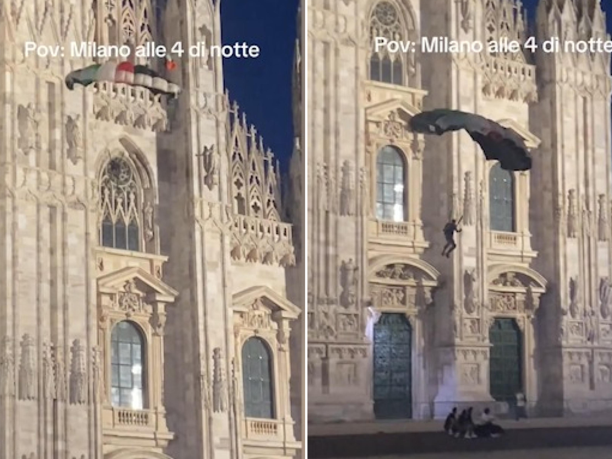 si lancia col paracadute dal duomo di milano esibendo i colori della palestina bloccato dalla polizia da Ilgiornale.it si lancia col paracadute dal duomo di milano esibendo i colori della palestina bloccato dalla polizia