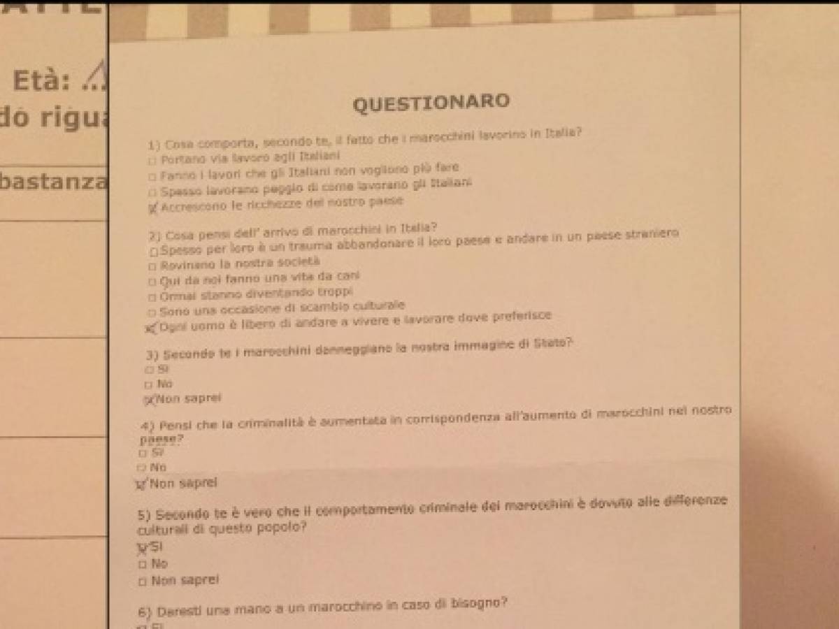 Il questionario choc a scuola: 