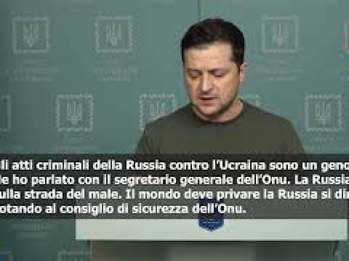 VIDEO: SOTTOTITOLI, Ucraina, Zelensky: "Da Russia è Genocidio ...