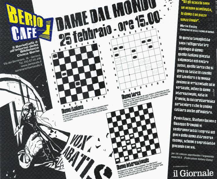 Il BerioCafè svela il gioco della dama in 64 mosse