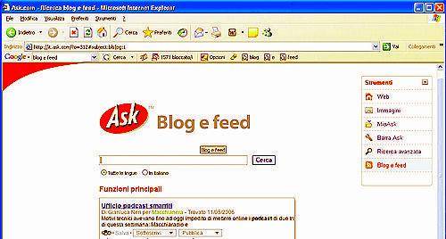 Ask, il motore di ricerca per i Blog
