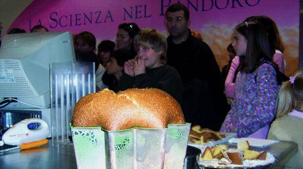 I visitatori impastano il pandoro delle feste