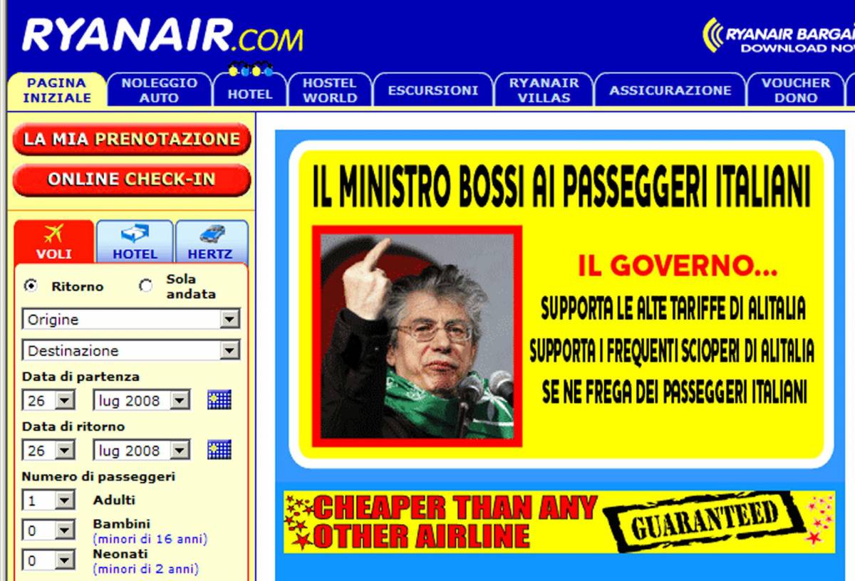 Ryanair usa Bossi. Lega: via dai nostri aeroporti