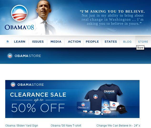E Barack mette in saldo i gadget elettorali