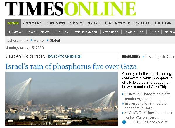 L'accusa del Times: "Israele usa il fosforo bianco"