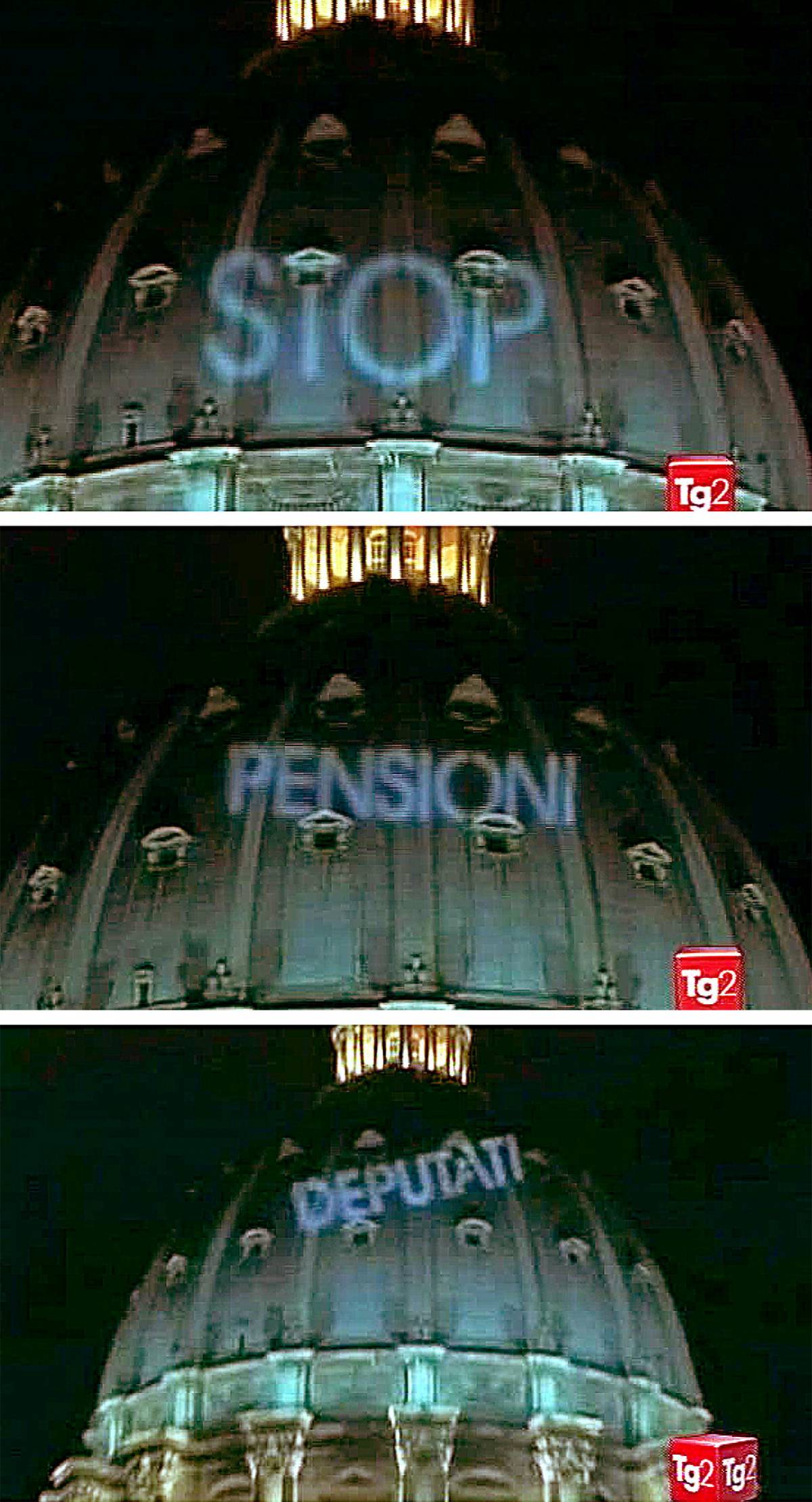 La cupola di San Pietro s'illumina: stop pensioni ai deputati