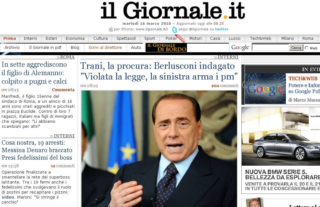 Scoperta la biblioteca 
anti "Giornale.it"