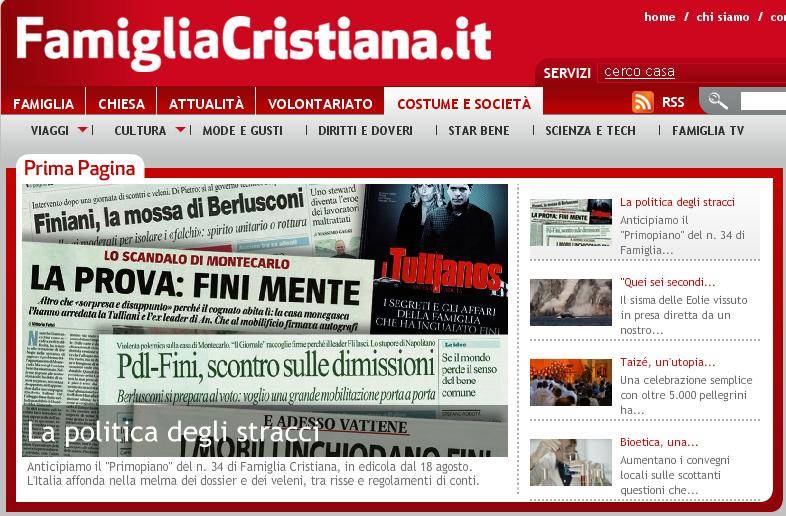 Famiglia Cristiana si schiera e tifa per l'inciucio: 
"Basta politica degli stracci, ora le larghe intese"