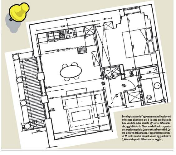 Montecarlo, la mappa della casa smentisce Fini