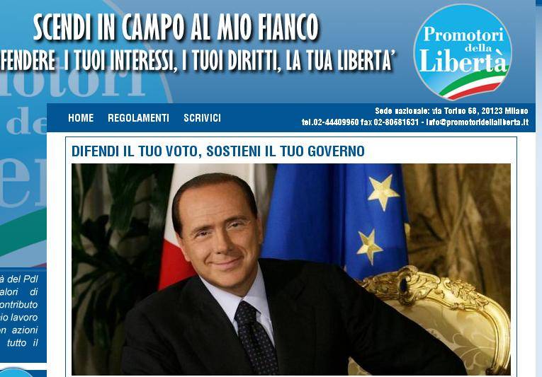 Messaggio di Berlusconi ai Promotori: 
"Porteremo la legislatura al termine"