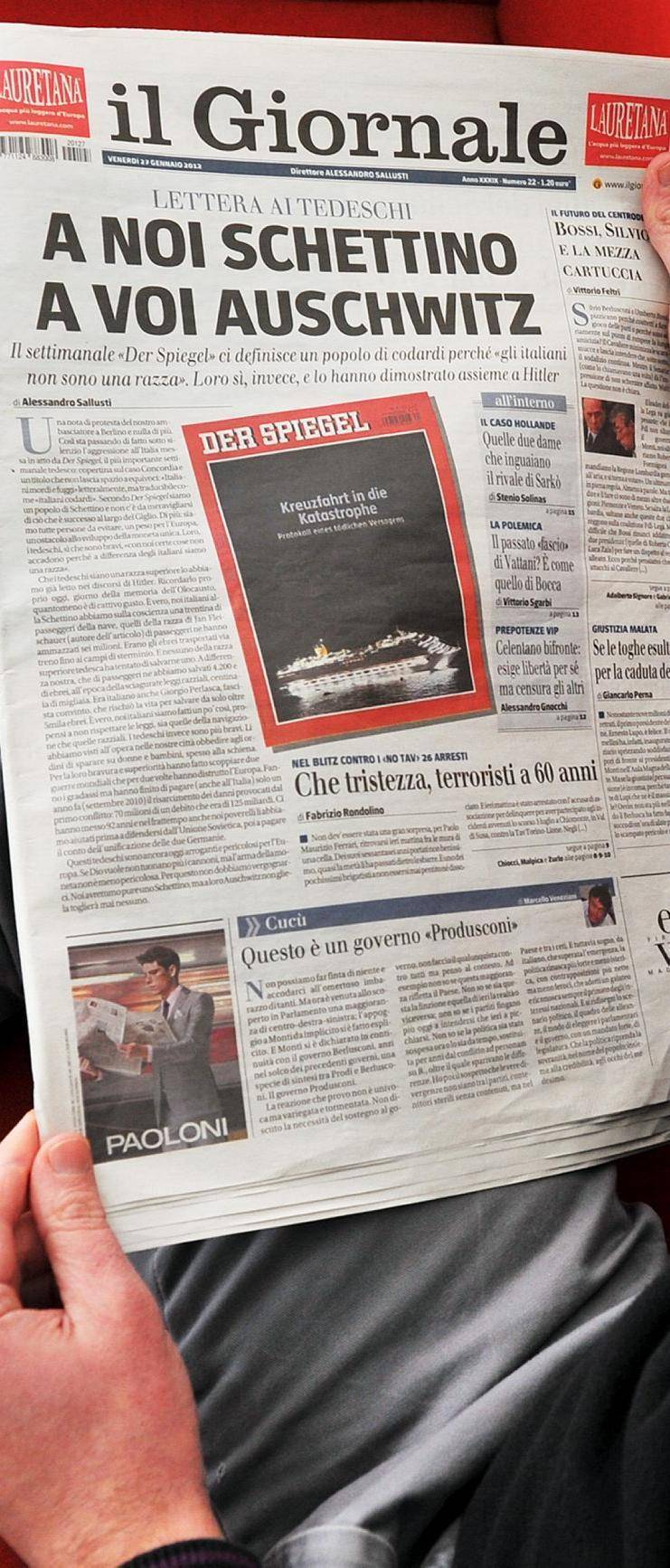 "Stop all’arroganza  di questa Germania  senza memoria"