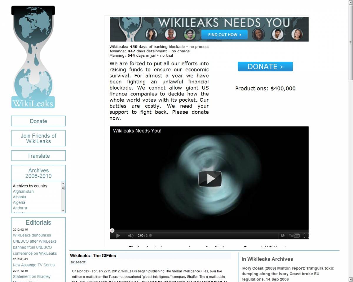 Wikileaks colpisce ancora: sottratte 5 milioni di mail a un'agenzia di intelligence