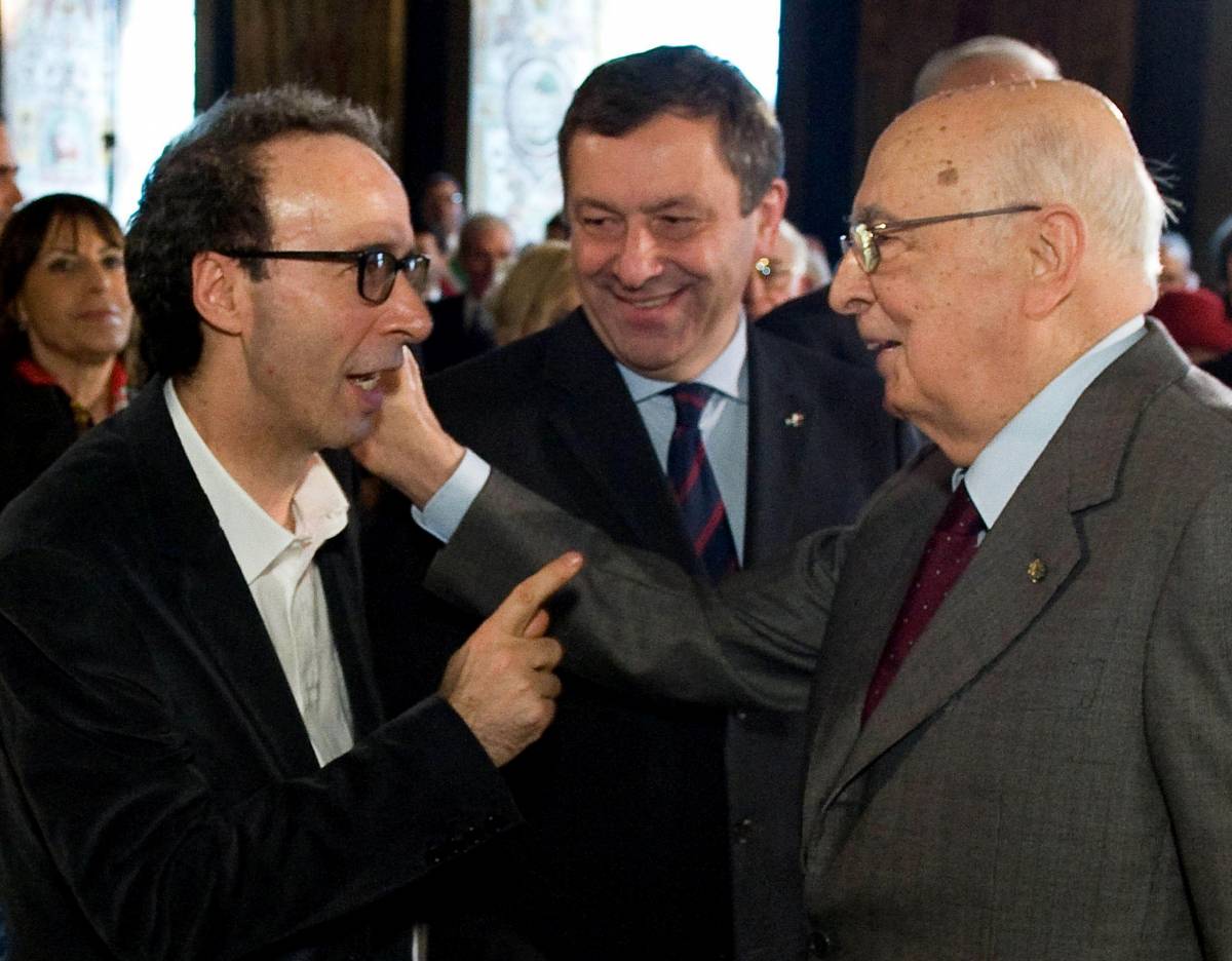 Roberto Benigni e Giorgio Napolitano