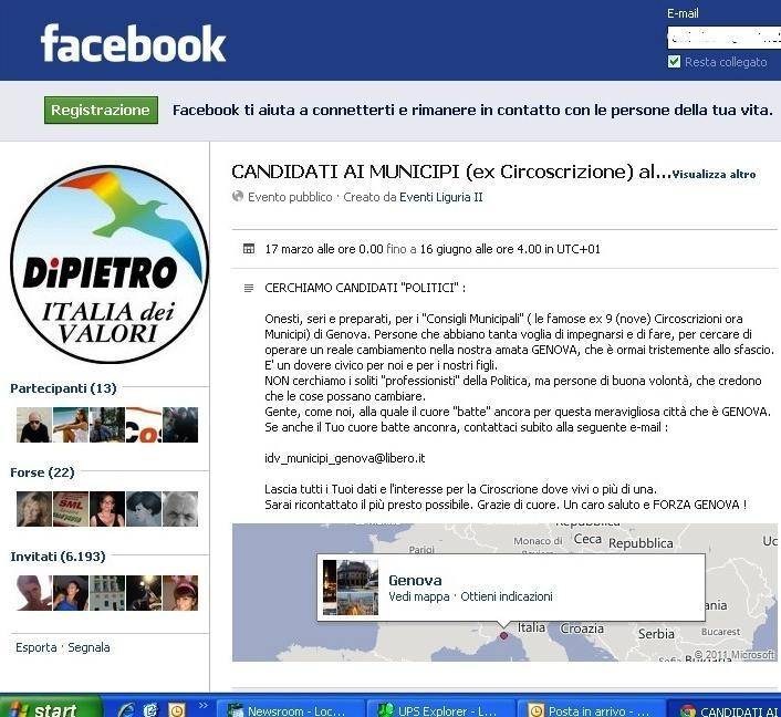 L’Idv cerca i suoi politici su Facebook