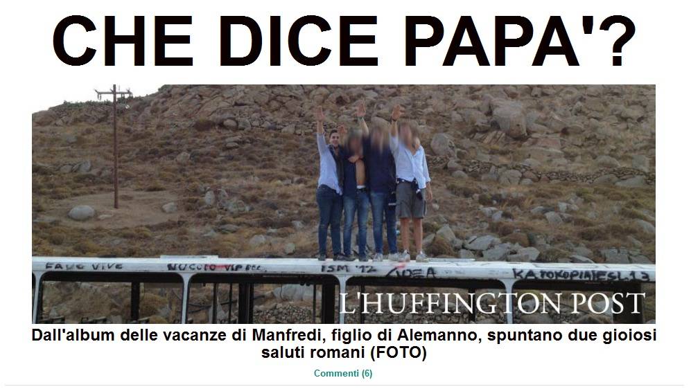 L'homepage dell'Huffington Post: Manfredi Alemanno fa il "saluto romano"