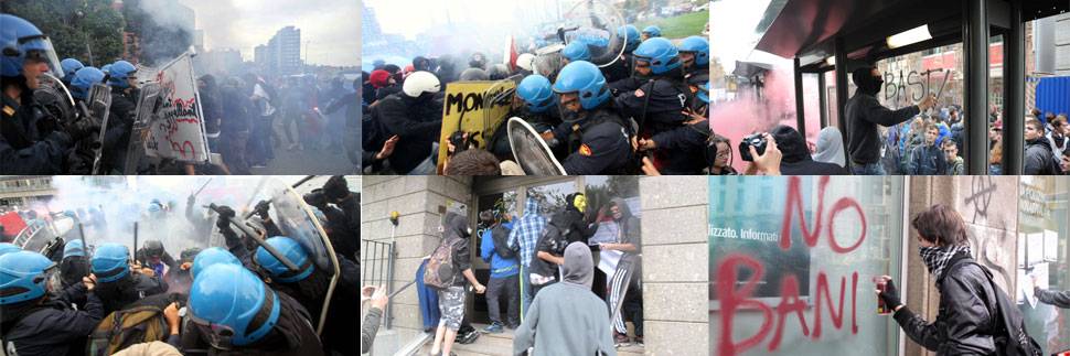 Studenti in piazza contro tagli e riforma: scontri e tafferugli con la polizia