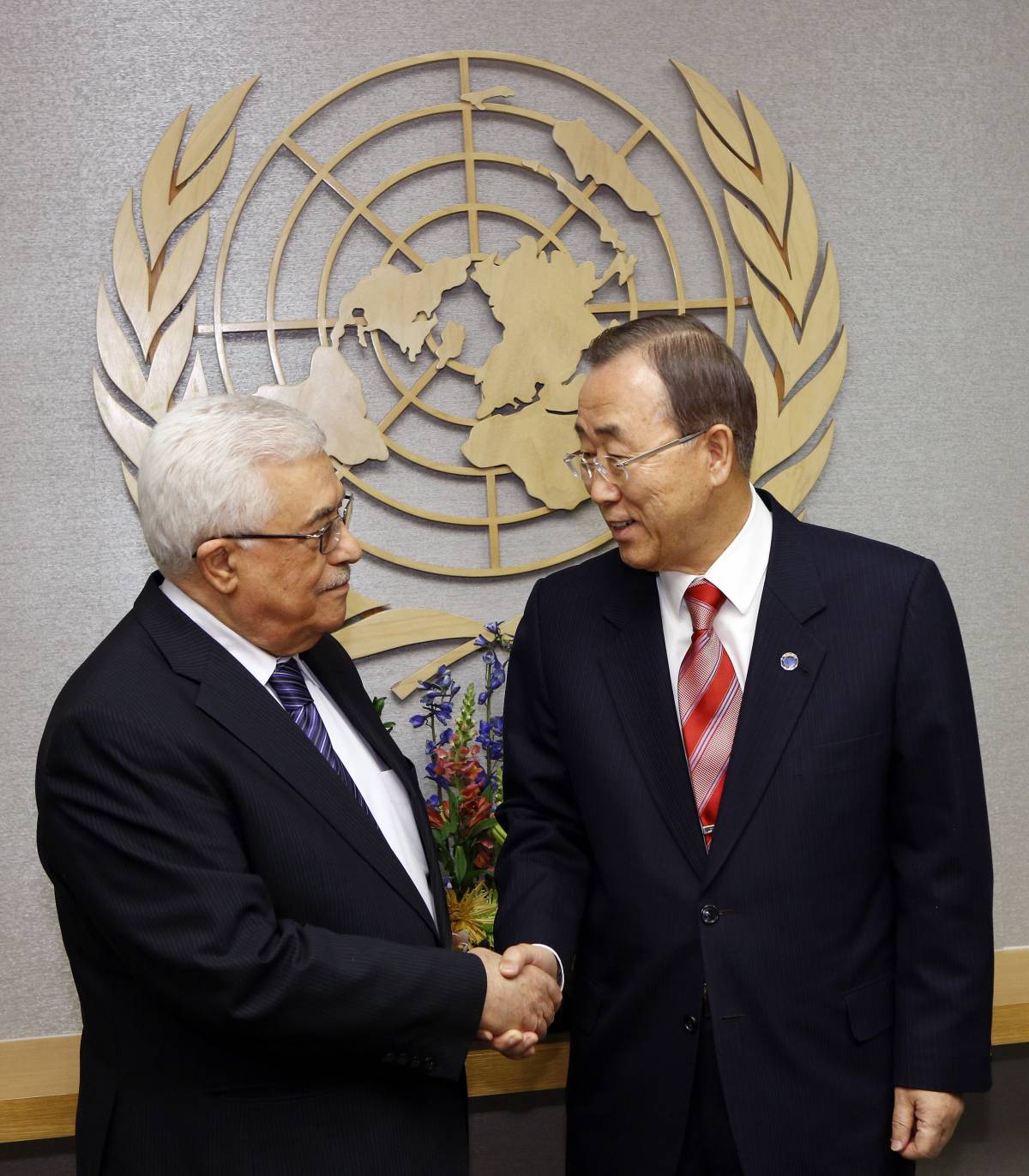 Il presidente palestinese Mahmoud Abbas incontra Ban Ki-moon