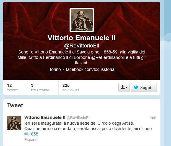Vittorio Emanuele II e Ferdinando II di Borbone sbarcano su Twitter