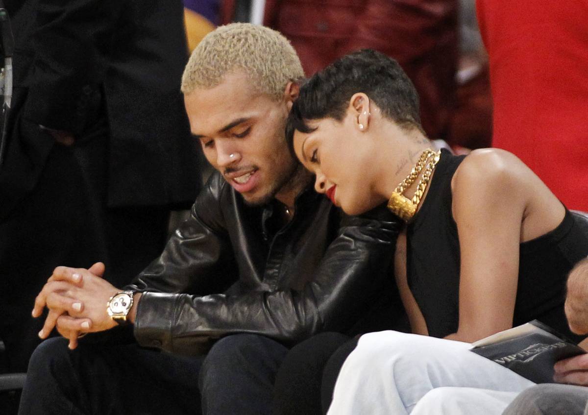Rihanna e Chris Brown a una partita NBA