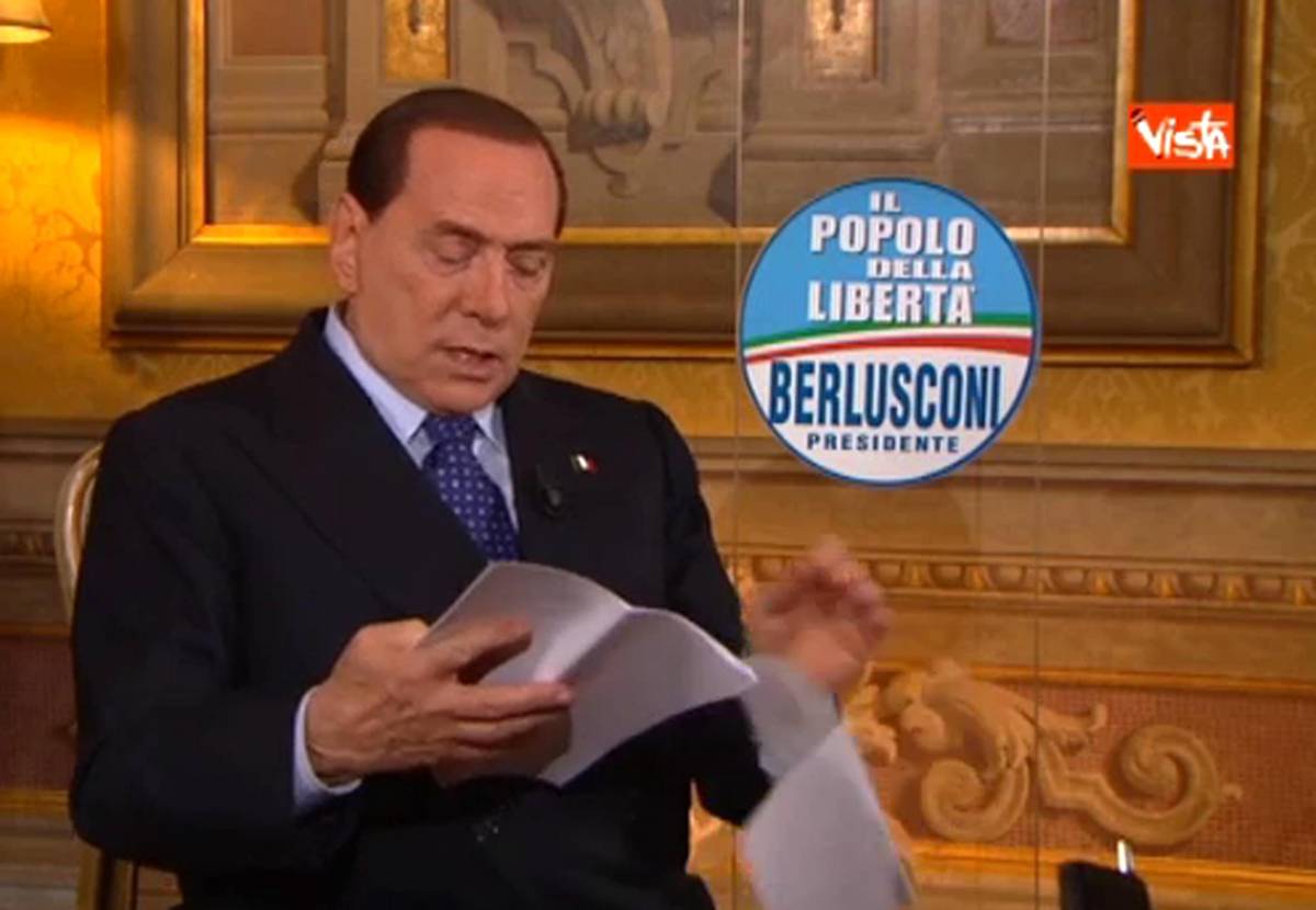 Silvio Berlusconi durante l'intervista all'Agenzia "Vista"