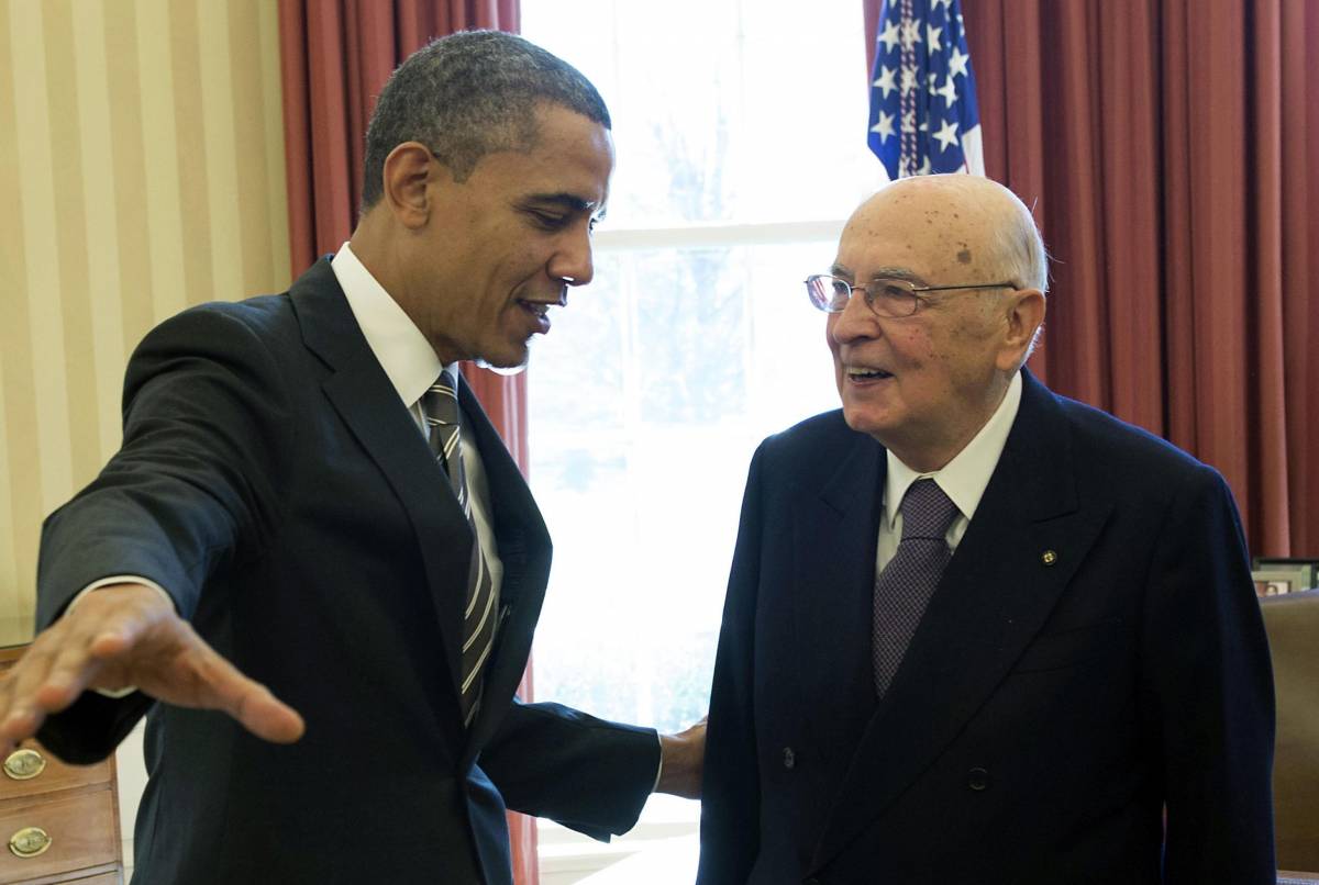 Il Presidente della Repubblica Giorgio Napolitano con il Presidente degli Stati Uniti d'America Barack Obama