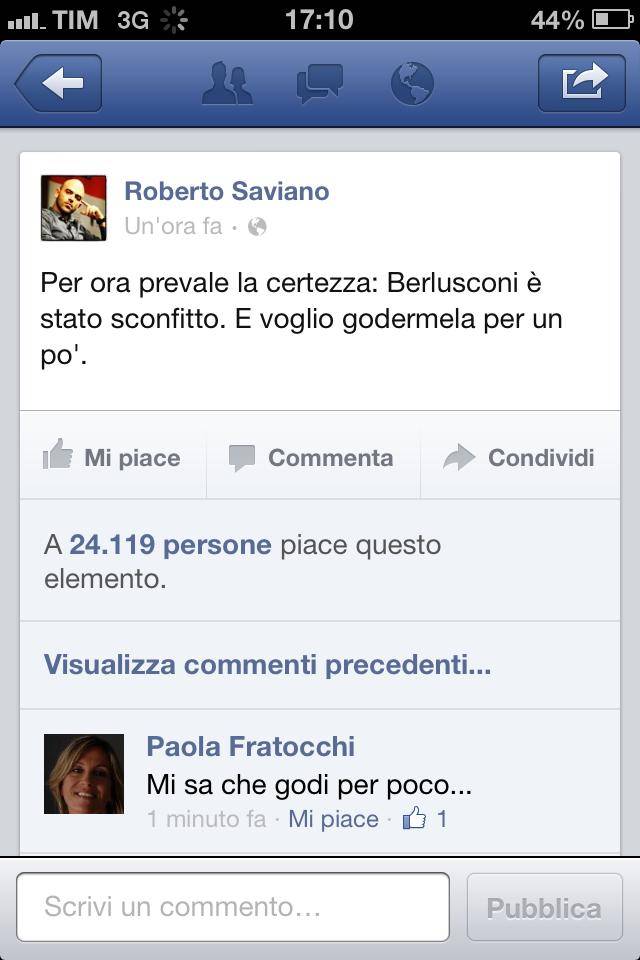 Saviano gode poco: "Il Cav è stato sconfitto" Ma la realtà è un'altra