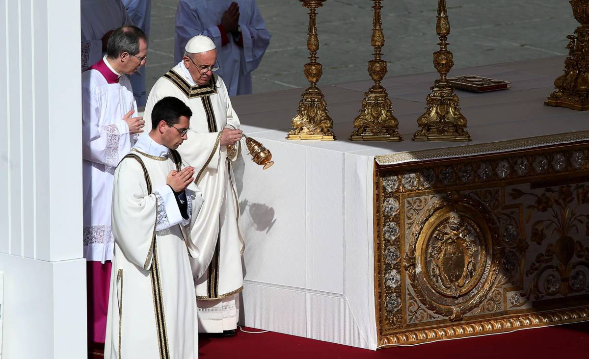 Papa Francesco durante la messa di inaugurazione del Pontificato