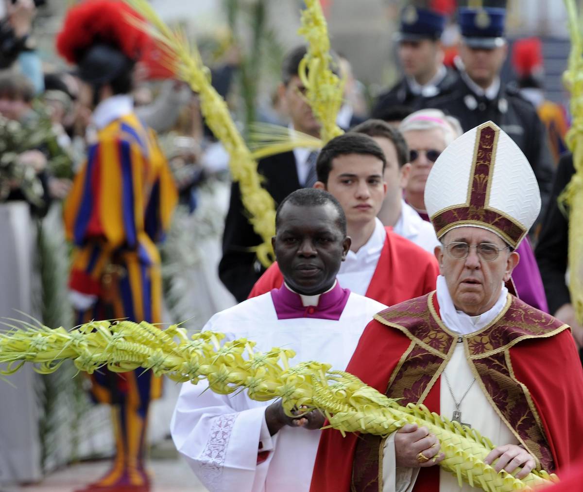 Papa Francesco durante la celebrazione della Domenica delle Palme