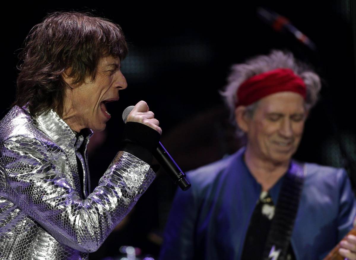 Mick Jagger e Keith Richards dei Rolling Stones festeggiano mezzo secolo di carriera
