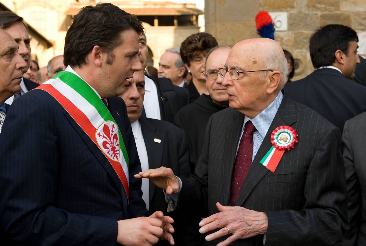Il presidente della Repubblica Giorgio Napolitano e il sindaco di Firenze Matteo Renzi