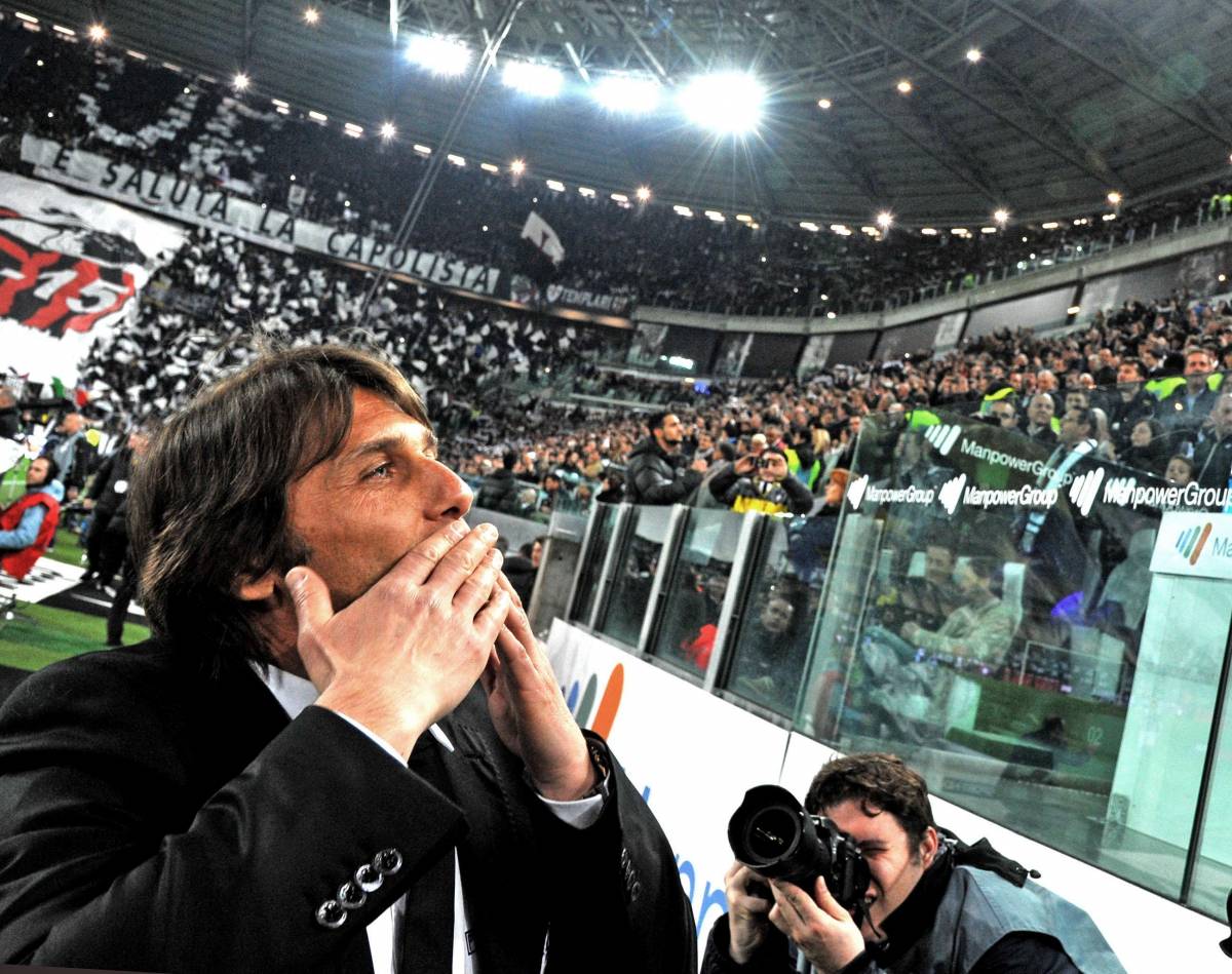 L'allenatore della Juventus Antonio Conte durante la partita contro il Milan