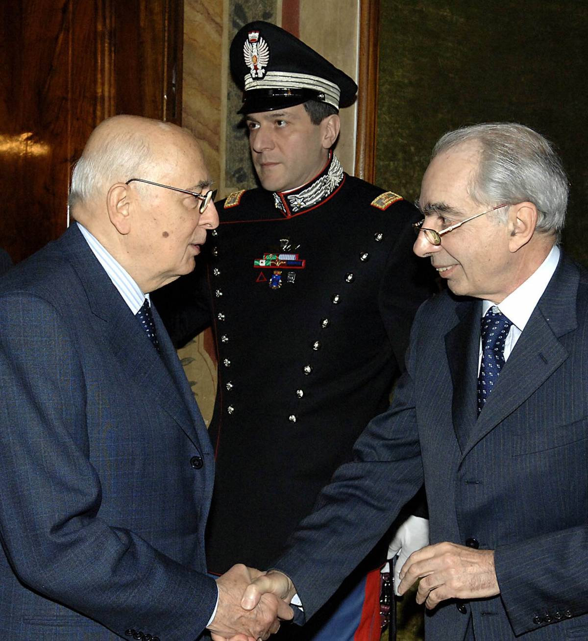 Il presidente della Repubblica Giorgio Napolitano con Giuliano Amato