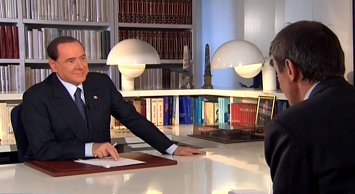 Silvio Berlusconi in un frame tratto dal suo intervento al Tg5