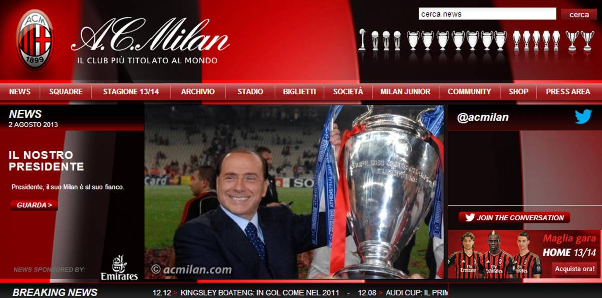 La solidarietà del Milan a Berlusconi