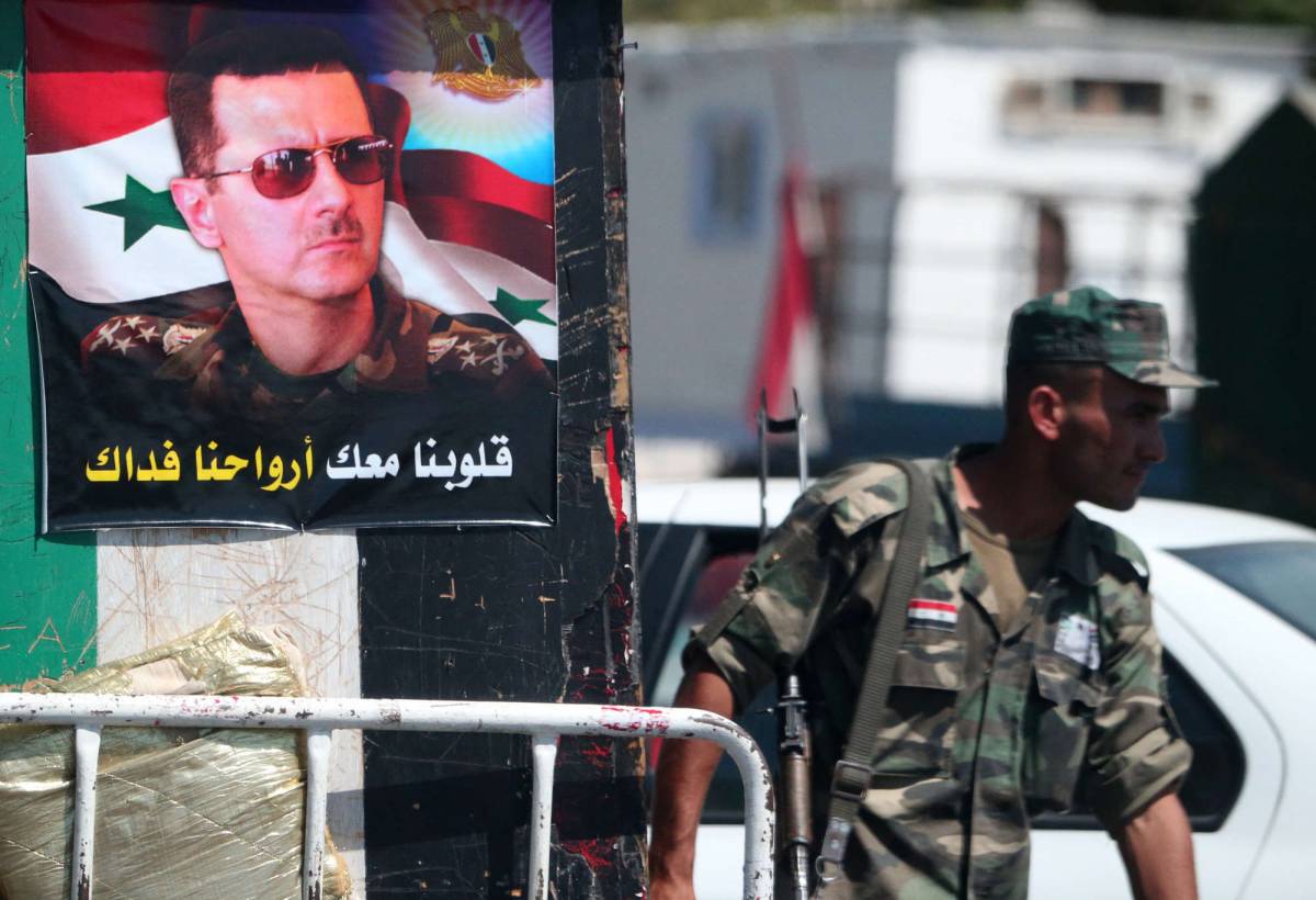 Un ritratto del presidente Bashar al-Assad a Damasco