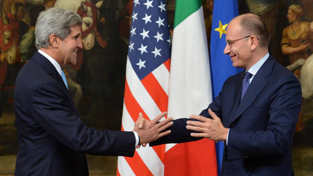 Enrico Letta e John Kerry a Palazzo Chigi