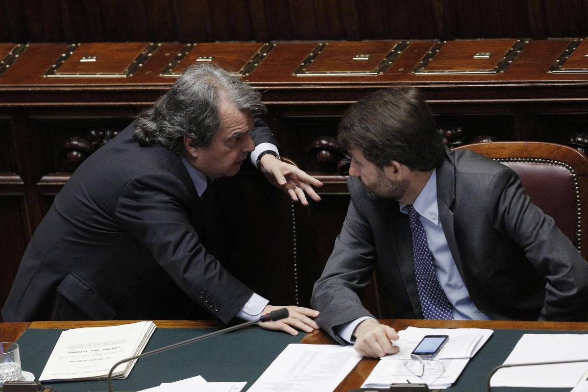 Il capogruppo del Pdl alla Camera, Renato Brunetta e il ministro per i Rapporti col Parlamento Dario Franceschini