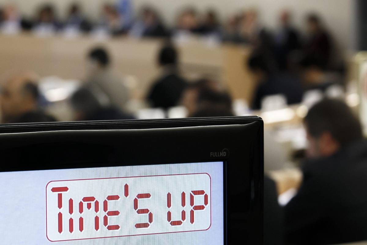 Il countdown indica il tempo a disposizione di ogni delegato Onu
