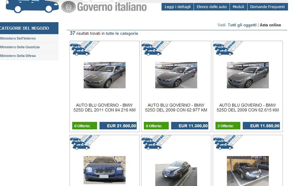 Auto blu, il flop dell'asta online