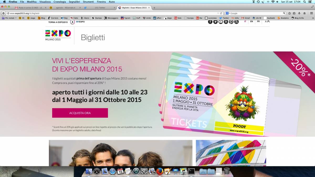 Expo, in vendita i ticket on line con lo sconto