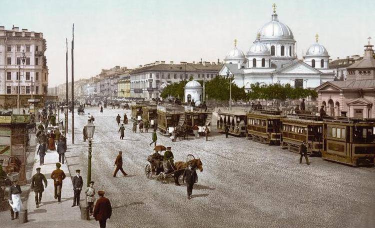 Uno scorcio di Pietroburgo all'inizio del Novecento