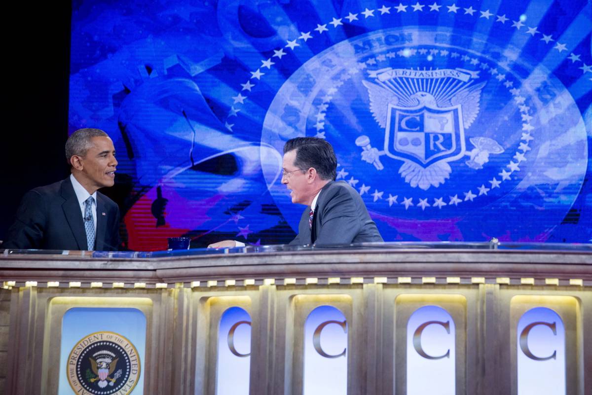 Barack Obama nell'intervista con Stephen Colbert