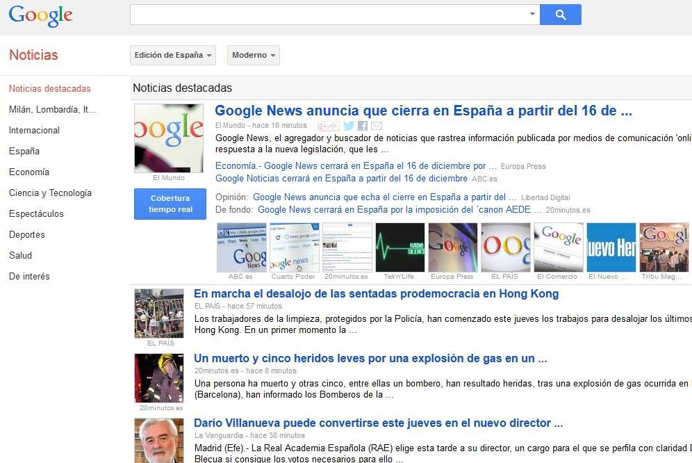 Spagna, "tassa" sui diritti d'autore: chiude Google News