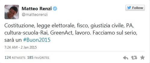 Il primo tweet dell'anno? Da Renzi sempre  le solite promesse