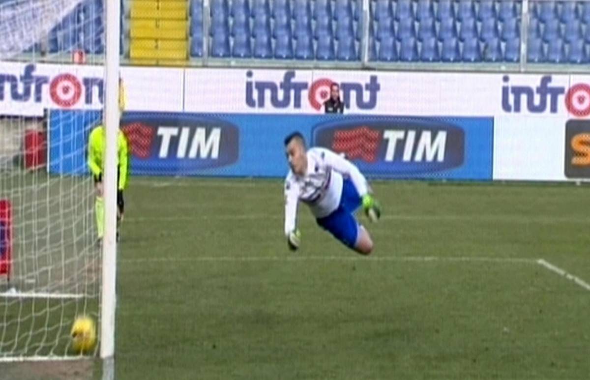 Il gol fantasma di Morganella (Palermo) contro la Sampdoria