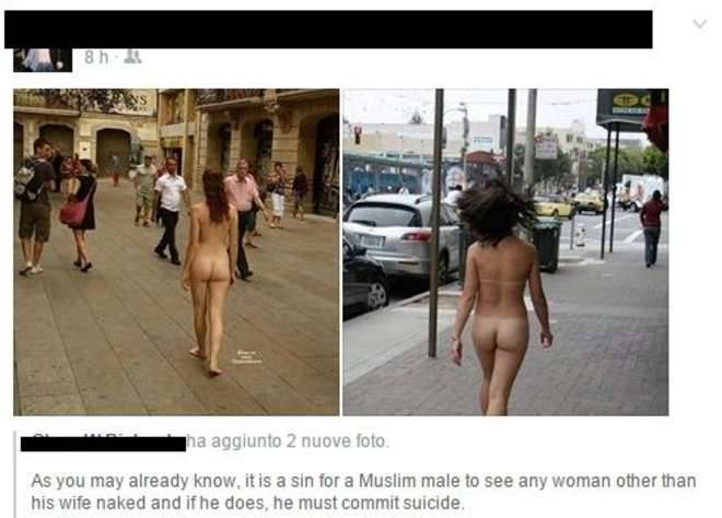 Folle idea sulla rete: "Donne nude in strada per uccidere gli islamici"