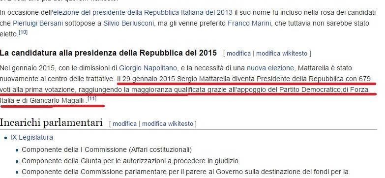Per Wikipedia Mattarella è già presidente della Repubblica