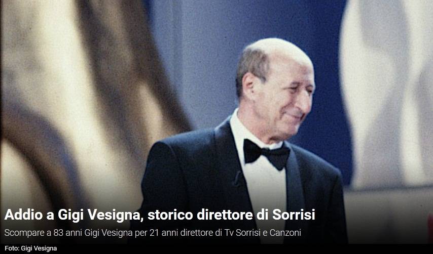 Morto Gigi Vesigna, ex direttore di Tv Sorrisi e canzoni