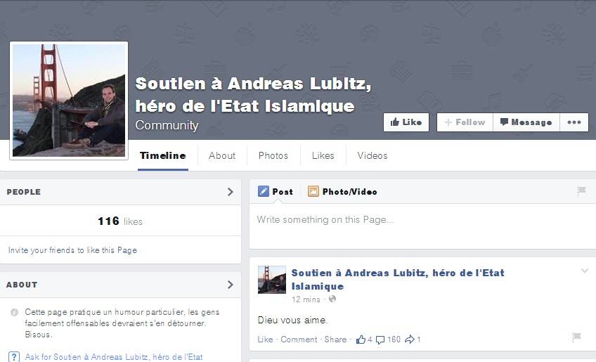 Gli sciacalli di Facebook: "Onore a Andreas Lubitz, eroe dell'Isis"