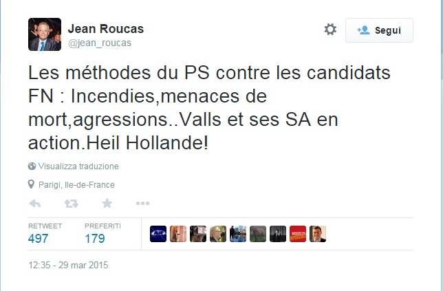 Il tweet  incriminato di Jean Roucas